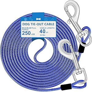 Green Dog Tie Out Cable Leash,3/6/9/15m Dog Runner For Yard Steel Wire Dog Cable With Durable Superior Clips Dog Chains For Outside Dog Lead For Small