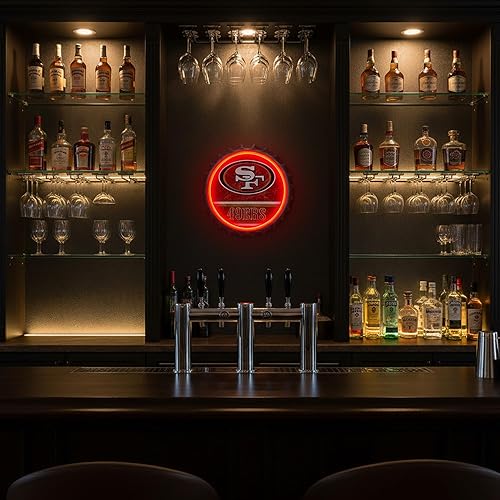 Vista 44 de Cartel de pared de Los Angeles Rams de 13 pulgadas con tapa de botella envejecida, edición limitada, de FOCO Rams, representa a la NFL y muestra tu