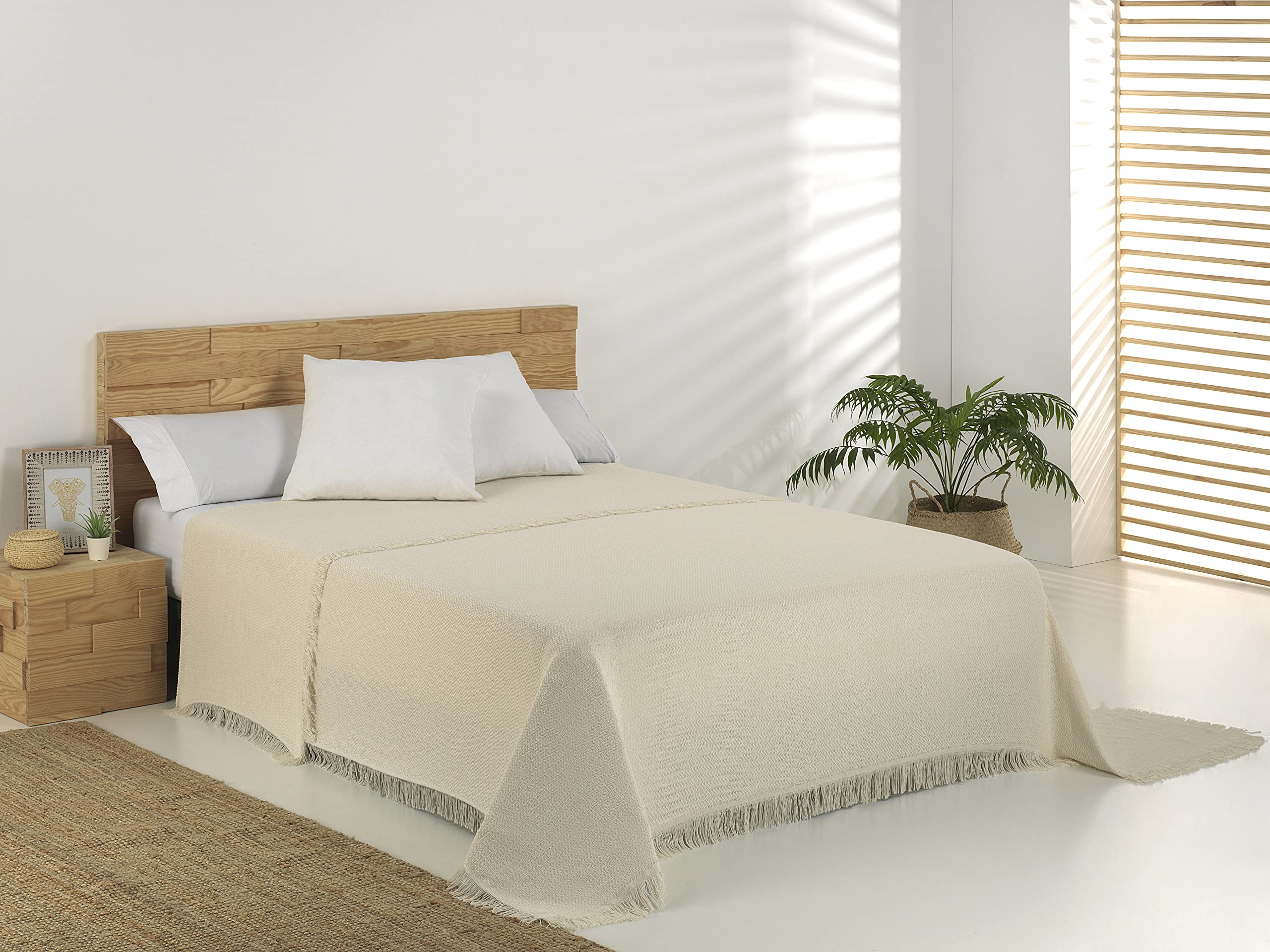 Plaid Multifonction GAMUSI Becko Arias Coton Doux Écru 130x180cm - Canapé Lit Couverture