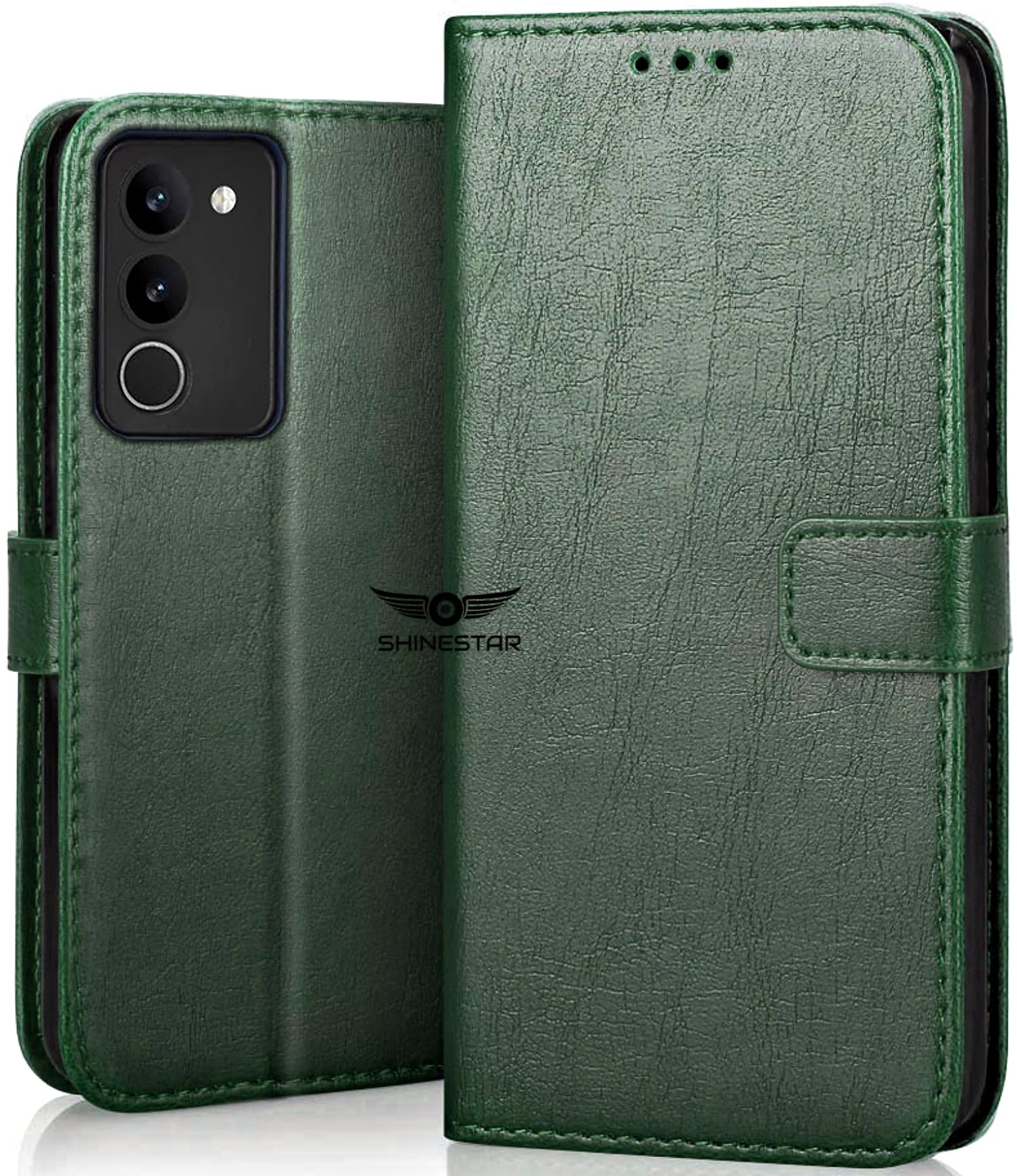SHINESTAR Vivo Y200 5G Flip Back Cover | PU Leather Flip Cover Wallet Case with TPU Silicone Case Back Cover for Vivo Y200 5G - Unique Green (B0CLY3N22Z) Amazon Price History, Amazon Price Tracker