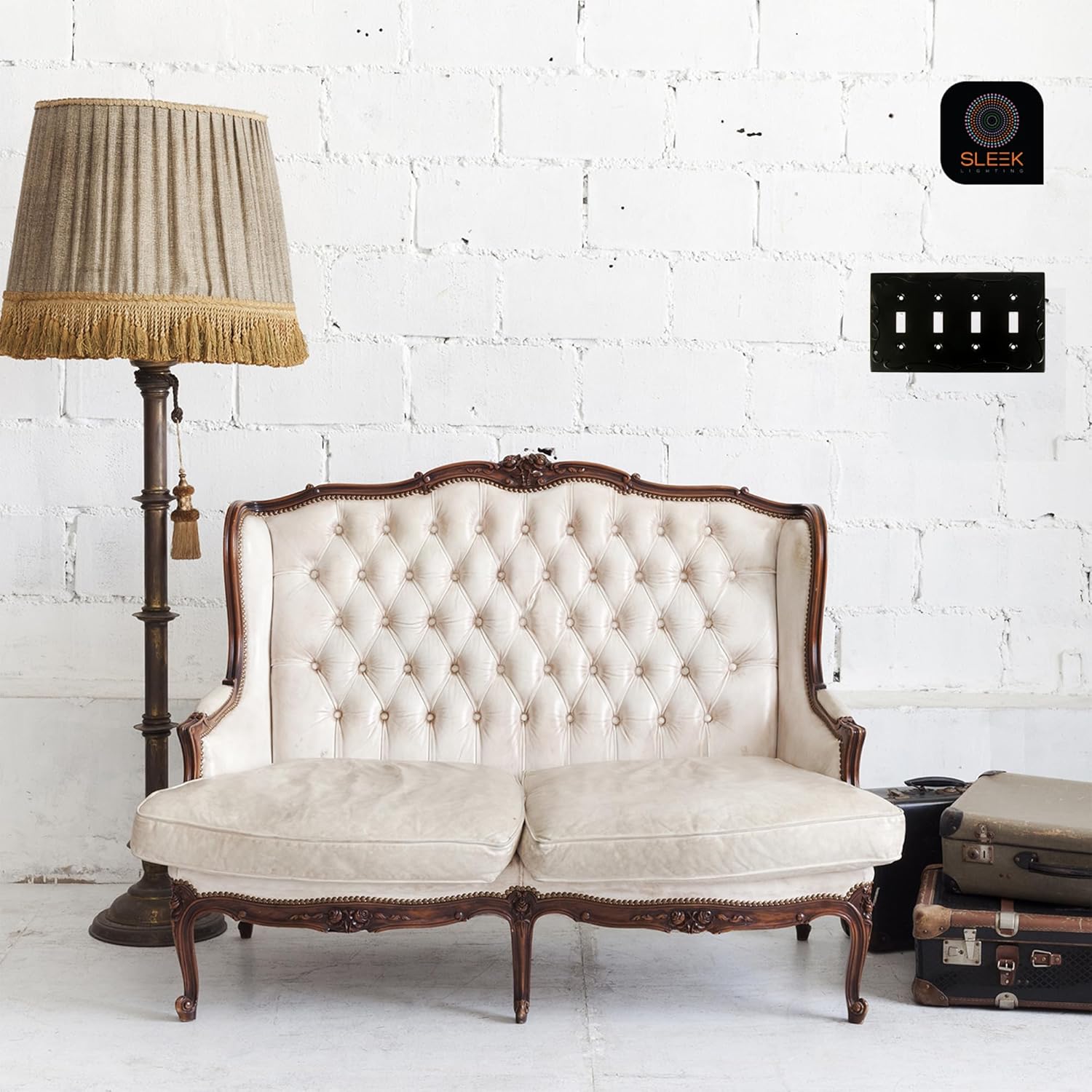 SleekLighting | Wall plates Decorative Regal Scrollwork Black | Electric Outlet and Switch Covers| Style: 1 Gang Decorator (2 Pack)