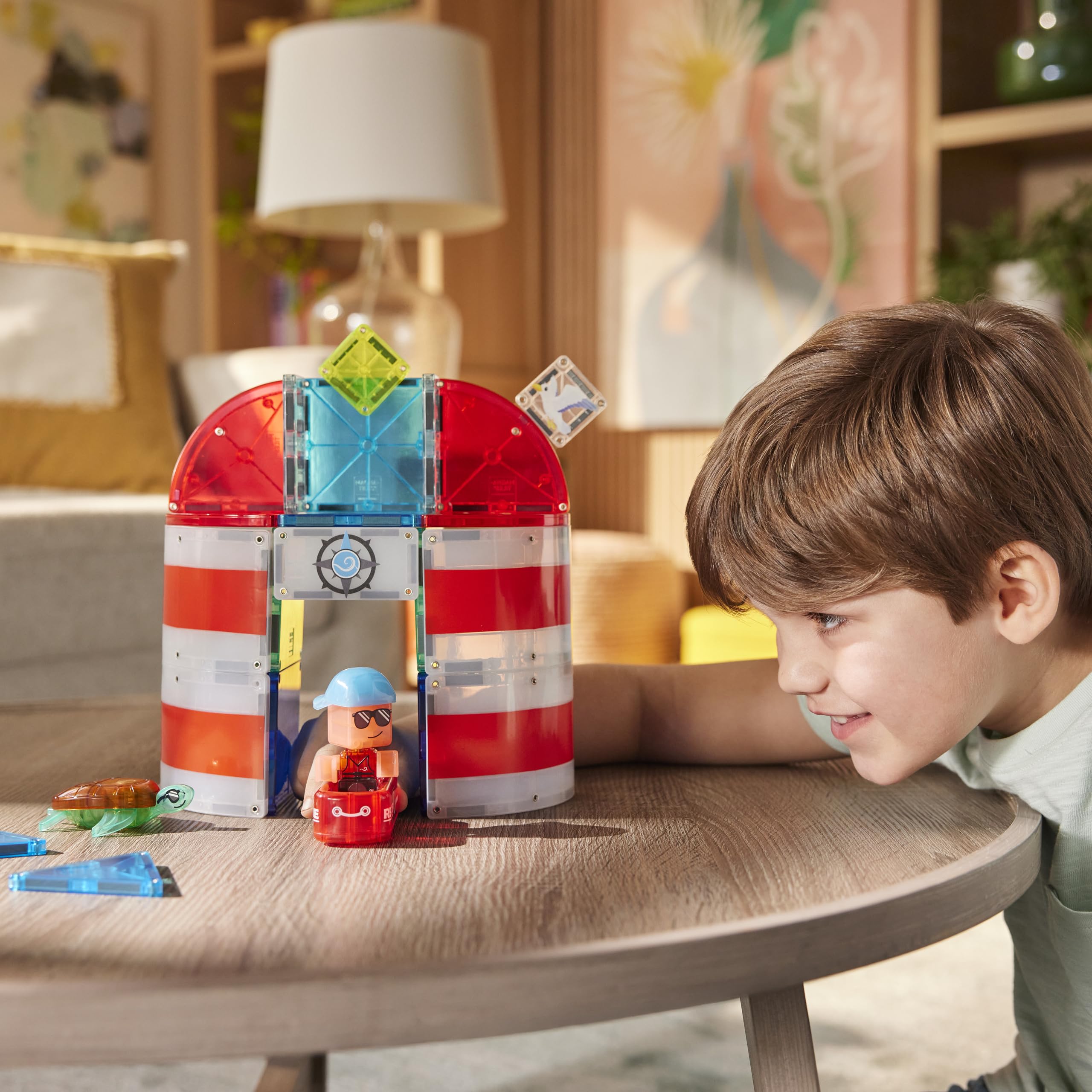 Magna-Tiles Lighthouse Rescue 26-częściowy magnetyczny zestaw konstrukcyjny, oryginalna marka magnetyczna