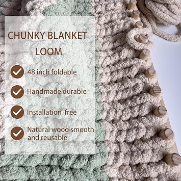 Chunky Blanket Loom Wooden Knitting Looms, Extra Large Adjustable Foldable Design, Installation Free Chunky Blanket Making Tool 48 Inch