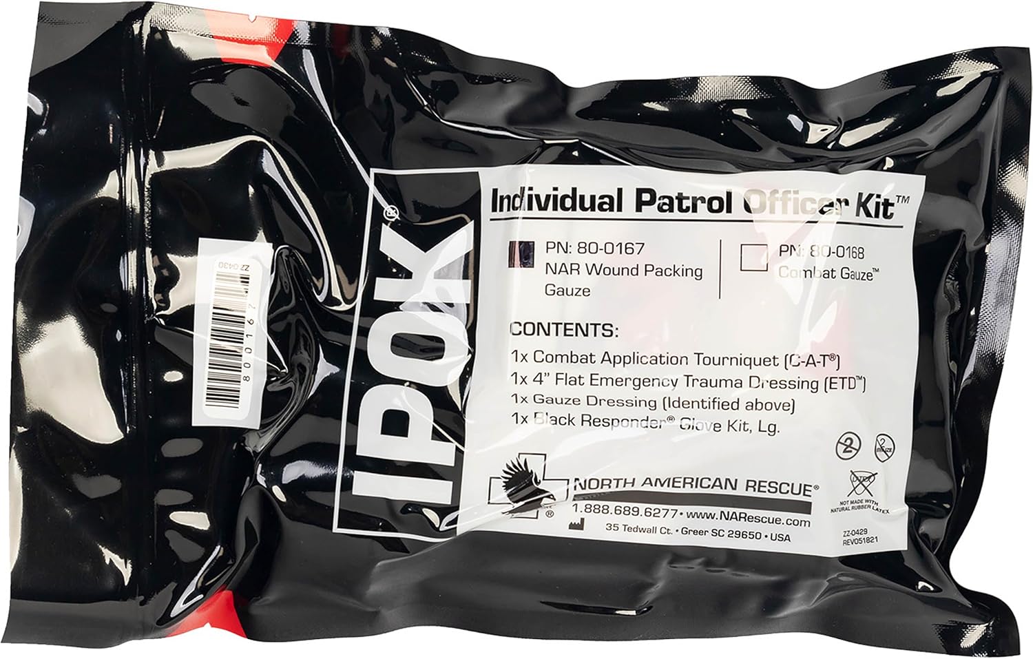 North American Rescue Individual Patrol Officer Kit IPOK (Gauze) NAR Compact First Aid with C-A-T Tourniquet, ETD, Gauze, Gloves (80-0167) North American Rescue Individual Patrol Officer Kit IPOK (Gauze) NAR Compact First Aid with C-A-T Tourniquet, ETD, Gauze, Gloves (80-0167)