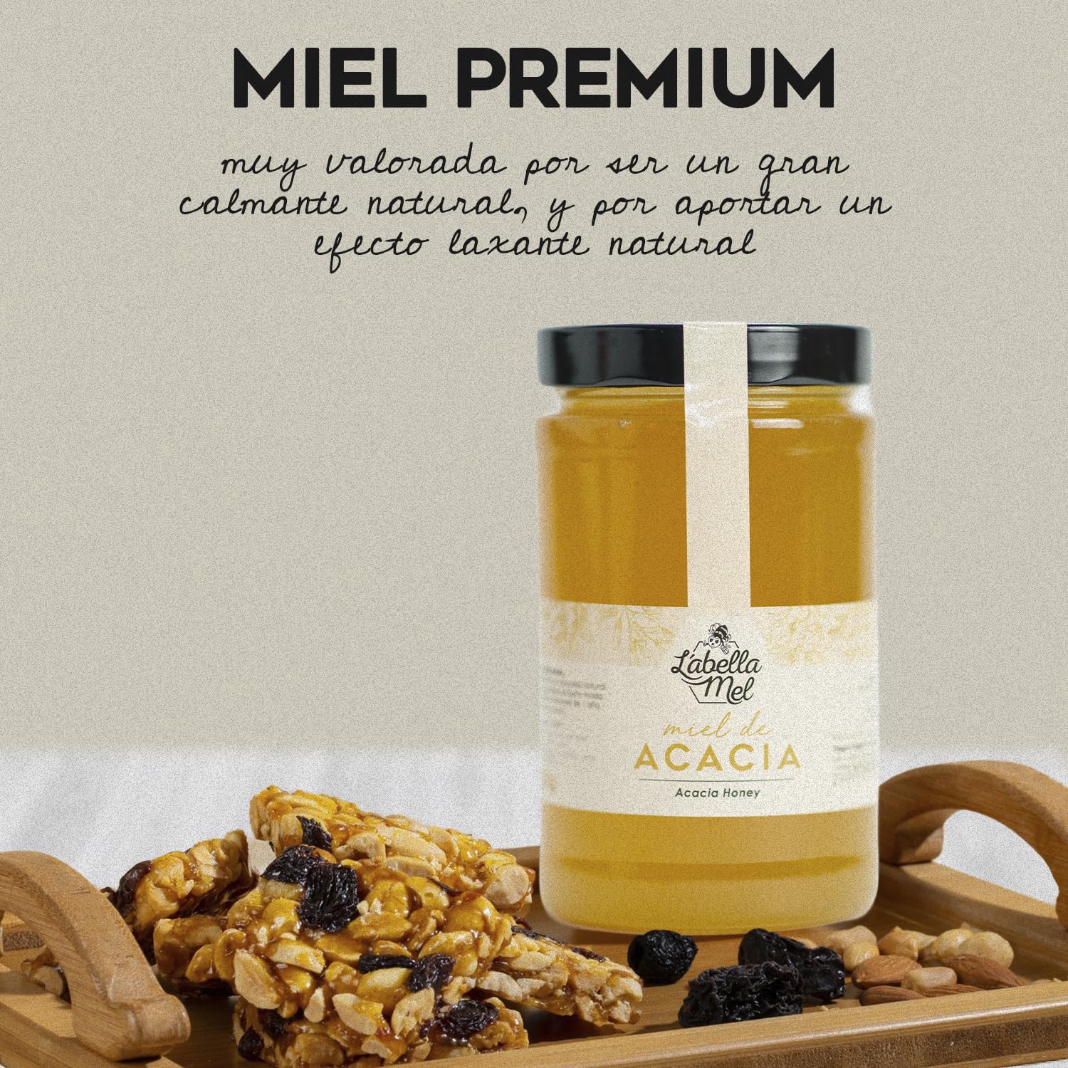 L'Abella Mel | Miel de Acacia 100% Natural y Pura | Miel Pura de Abeja Sin Pasteurizar Ni Aditivos | Recolección Manual Directa del Apicultor | Apiarios Artesanos Europeos | 1 kg
