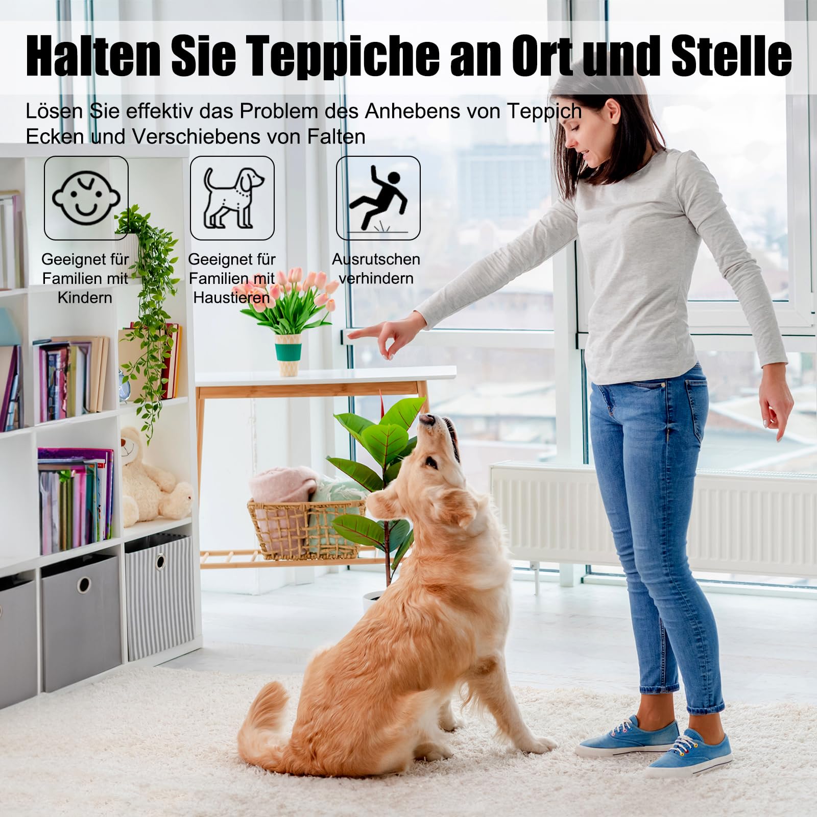 Teppich-Unterlage rutschfest, 160x220cm Zuschneidbare Teppich Antirutschunterlage, für Hartholzböden und Glatter Böden, Halten Sie Teppiche an Ort und Stelle