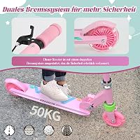 TENBOOM összecsukható gyermek roller 3 éves kortól, LED kerekek, magasságállítható - Pink (pink-1) 3