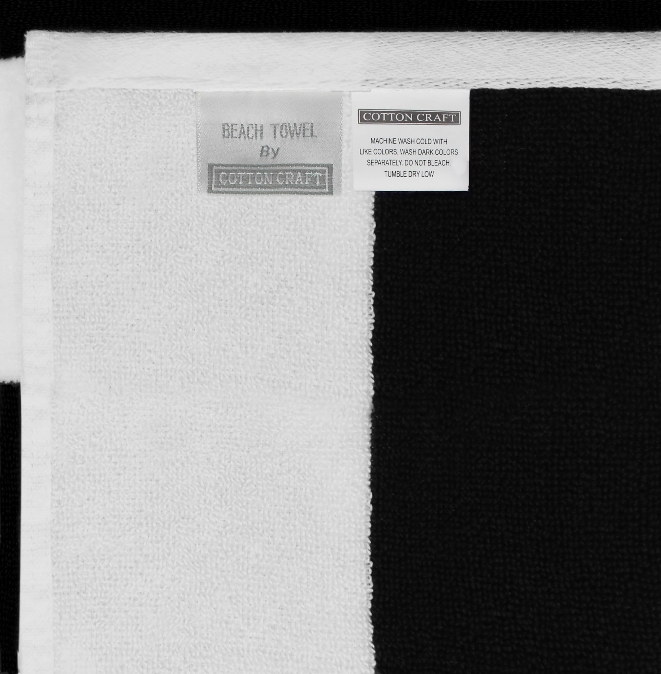 Cotton Craft Lot de 2 Serviettes de Plage surdimensionnées, Taille XXL, 89,9 x 213,4 cm, Rayures Cabana Aqua | The Big Kahuna Serviette de plage extra large de 2,1 m – Grande et grande – 100 % coton velours doux de luxe pour piscine