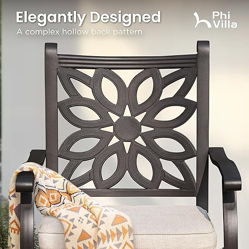 Miniatura 10 de PHI VILLA Mesas de barra de patio al aire libre de aluminio fundido, superficie esmerilada para exteriores, mesa de bistró de altura de barra