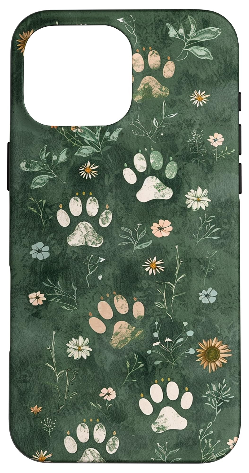 Dog Paw Print Flower Floral Sage Green Case for iPhone 16 Pro Max