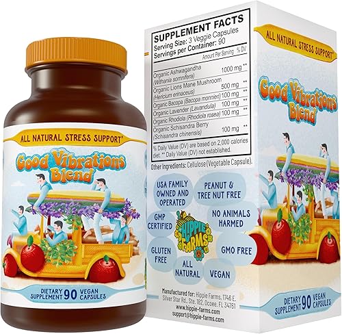 Estrés, estado de ánimo, apoyo energético: raíz de Ashwagandha, melena de león y más - Mezcla de buenas vibraciones