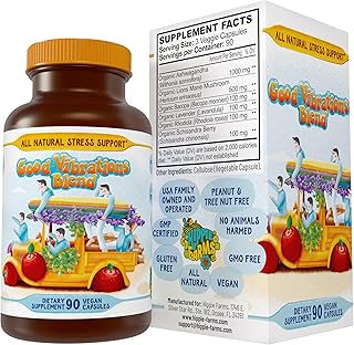 Stress, Mood, Energy Support - Ashwagandha Root, Lion's Mane & More - Good Vibrations Blend