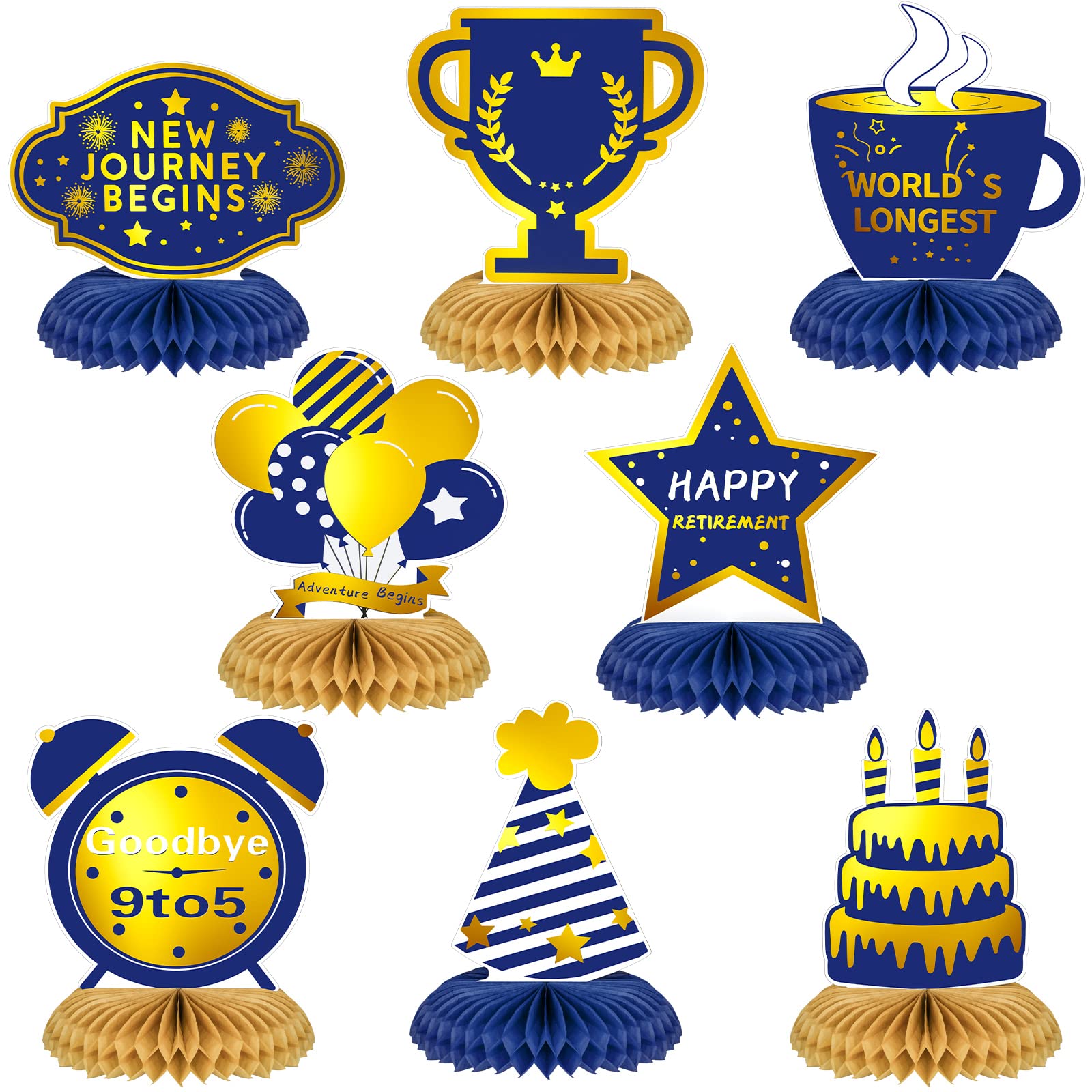Buy 8 Pcs Retirement Party Decorations, Retirement Party Blue Gold