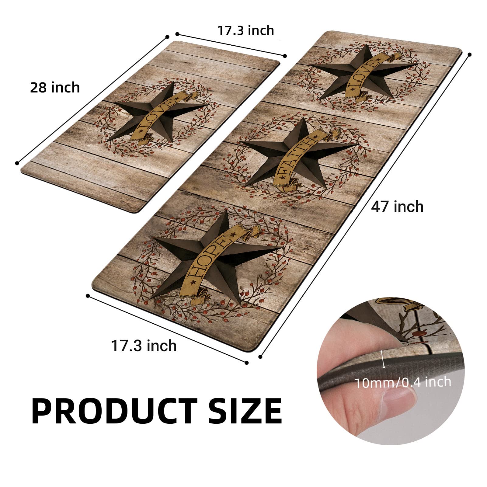 Western Rug AntiFatigue Kitchen Mat Set of 2 Western Kitchen Rugs Texas Star Rug Country