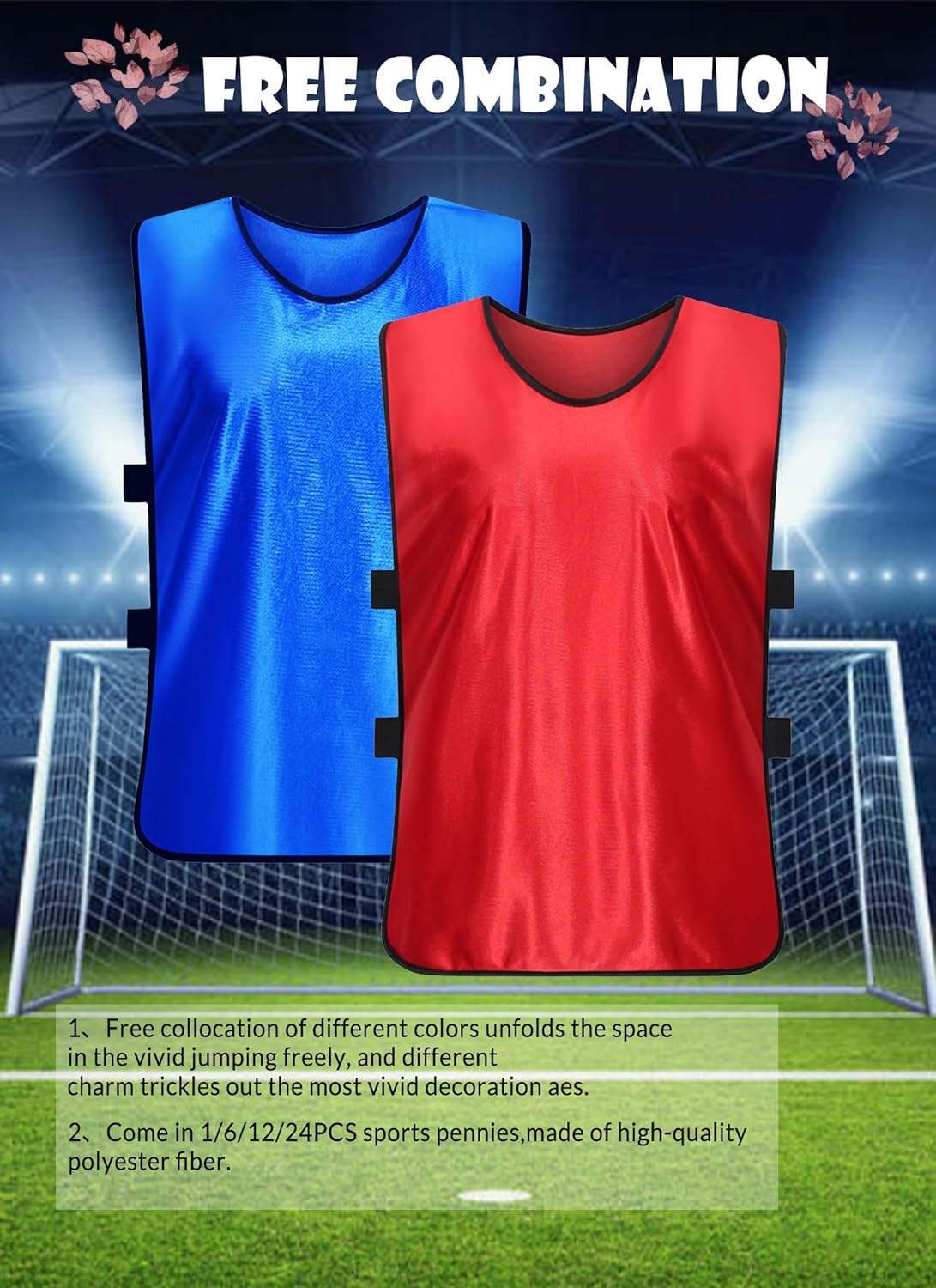 Custom Soccer Pinnies,Personalized Pennies for Sports Youth with Number Team Name and Logo,Scrimmage Vest for Kids and Adults