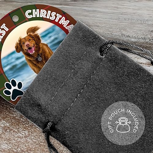 Miniatura 50 de Adorno de Navidad personalizado, foto personalizada con imagen y nombre, decoración del árbol de Navidad, bolsa de terciopelo incluida, adorno