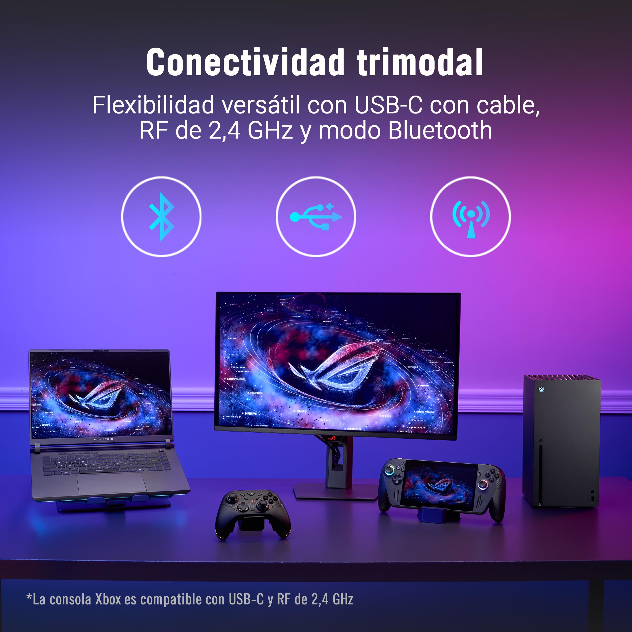 ASUS ROG Raikiri II Xbox Wireless - Mando gaming con joysticks TMR, compatible con Xbox/PC/Ally, frecuencia de sondeo de 1000 Hz, gatillos de dos modos, 4 botones traseros, hasta 50h de batería