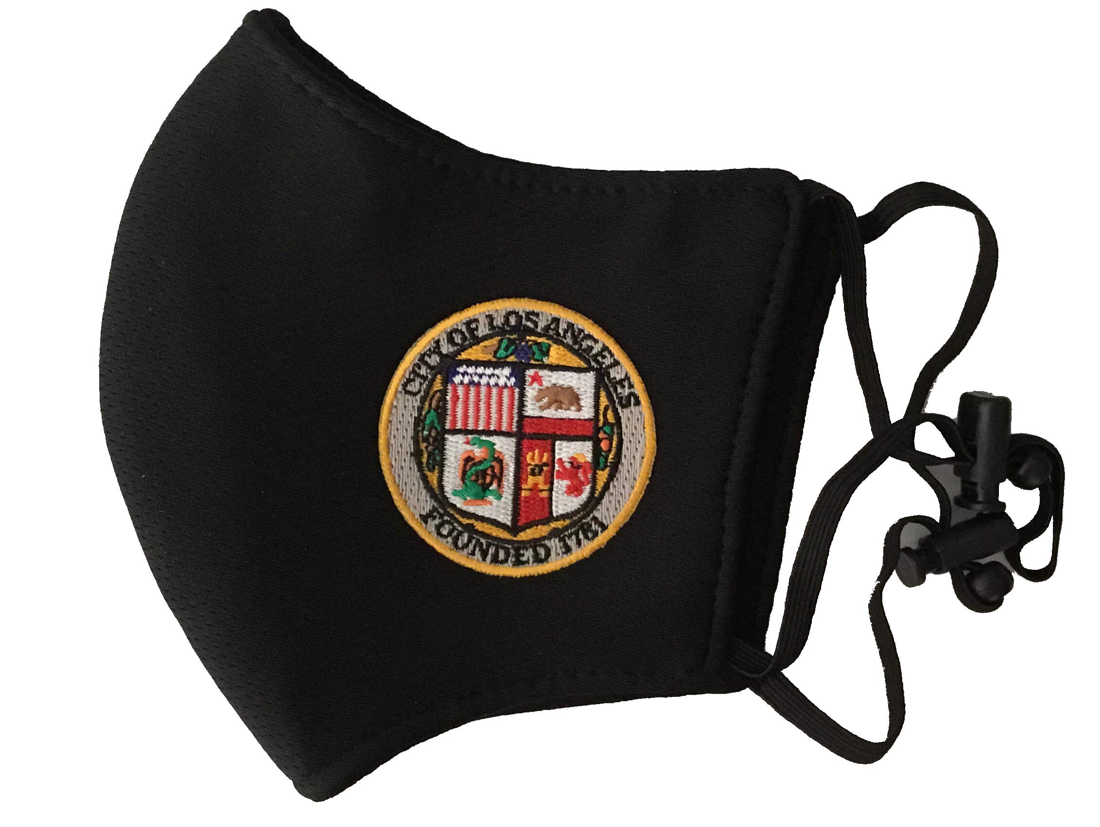 City of Los Angeles White Border Seal Patch Face Mask Black