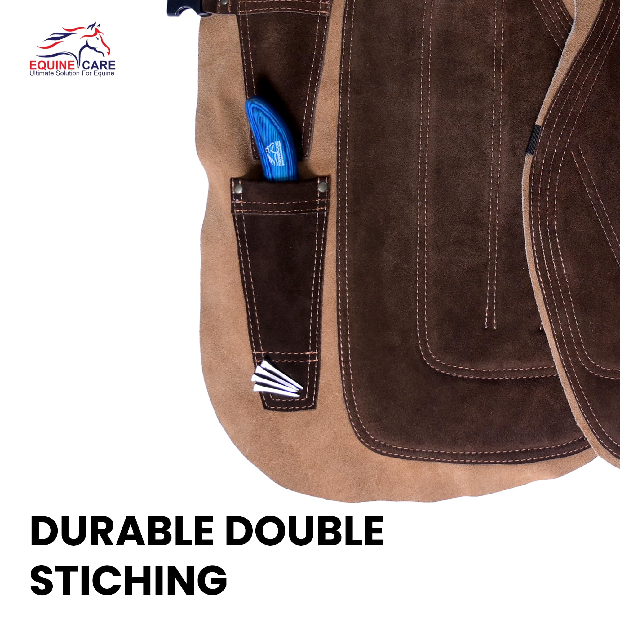 Equine Care Farrier-Schürze Aus Rindsleder – 58,4 Cm, Verstellbar (71-132 Cm), Mit Messertaschen