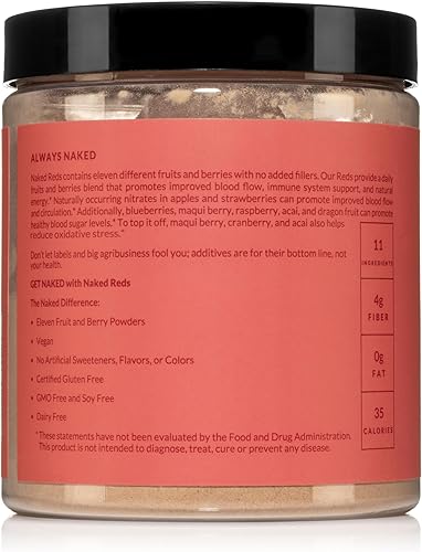 Miniatura 6 de NAKED Reds Superfood Powder - Mezcla de polvo de frutas de polifenol saludable y energizante, sin rellenos, sin aditivos, vegano, sin OMG, sin