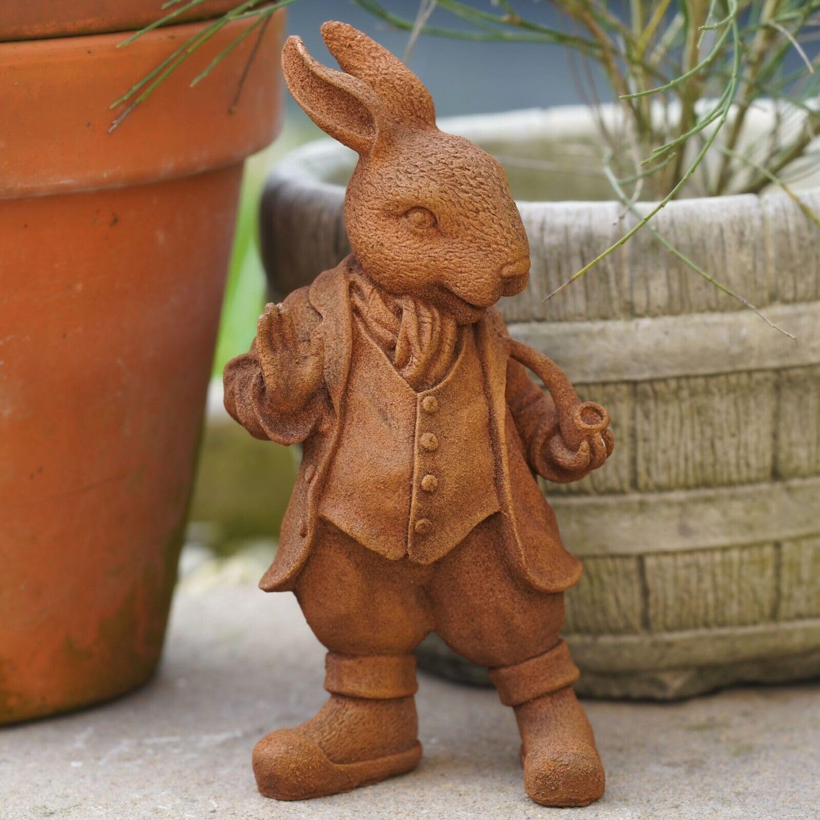 Estatua de jardín de hierro fundido de Peter Rabbit | Sauces de viento para exteriores