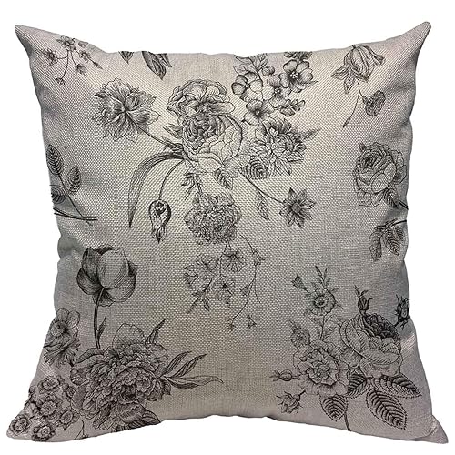 Throw Pillow Covers Floral Vintage With Victorian Bouquet of Black