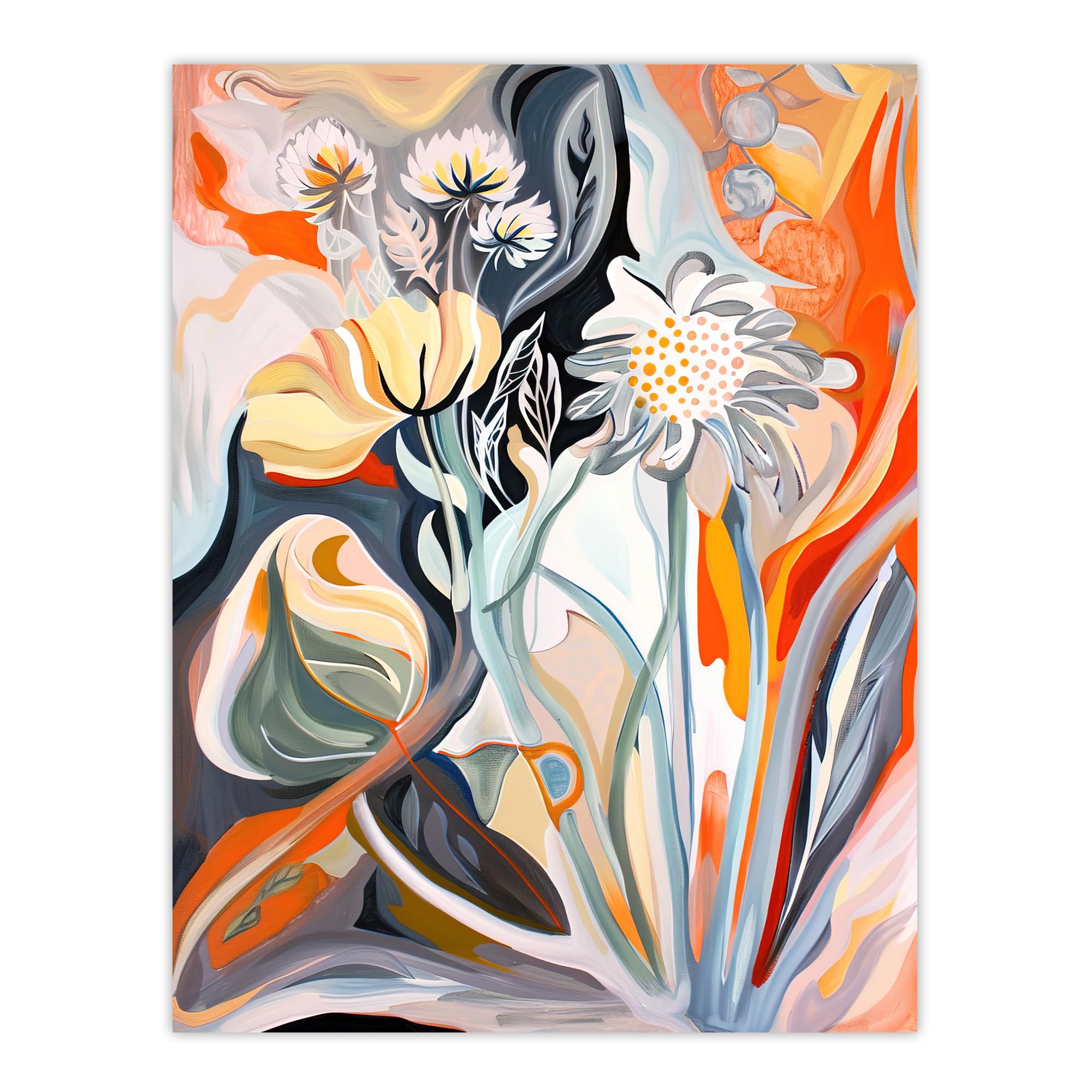 Artery8 - Poster - Abstract Wildflowers - Folk Art - W24 inch x H32 inch