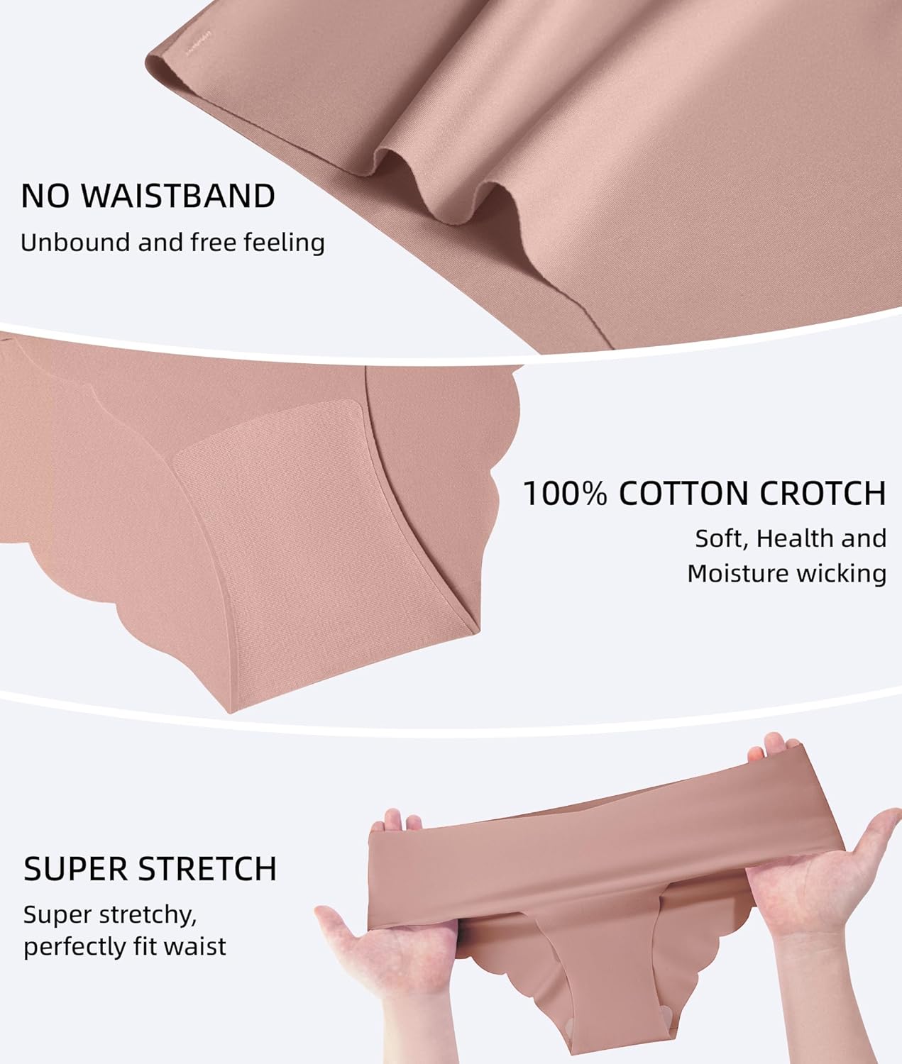 Sexy Seamless Underwear Wave Edge No Show Bikini Panties V-waist Ice Silk Hipster Lady Cheeky Invisibles Briefs 6 Pack - Image 6