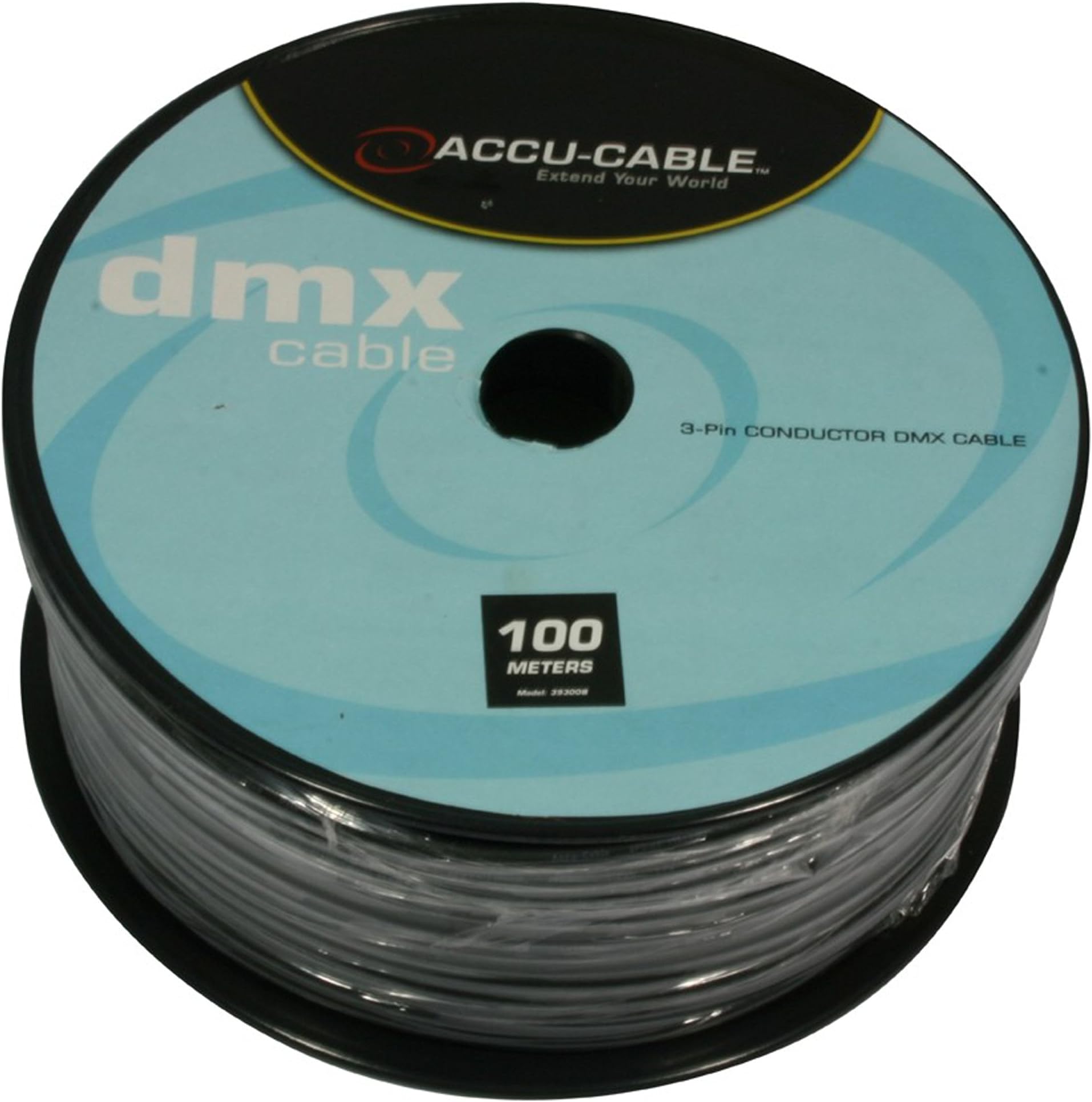 Accu Cable 100m 3 Pin DMX Cable On a Roll - Black