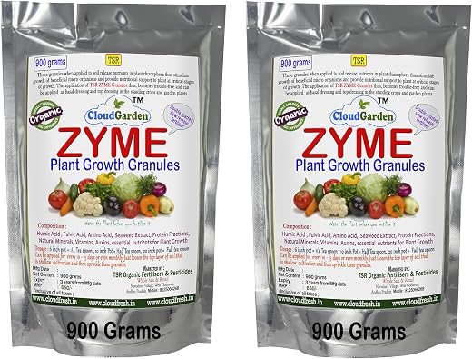 TSR Organic Fertilisers & Pesticides Zyme Fertilizer Granules (900 + 900=1800 g) for All Types Indoor Outdoor Garden Plants