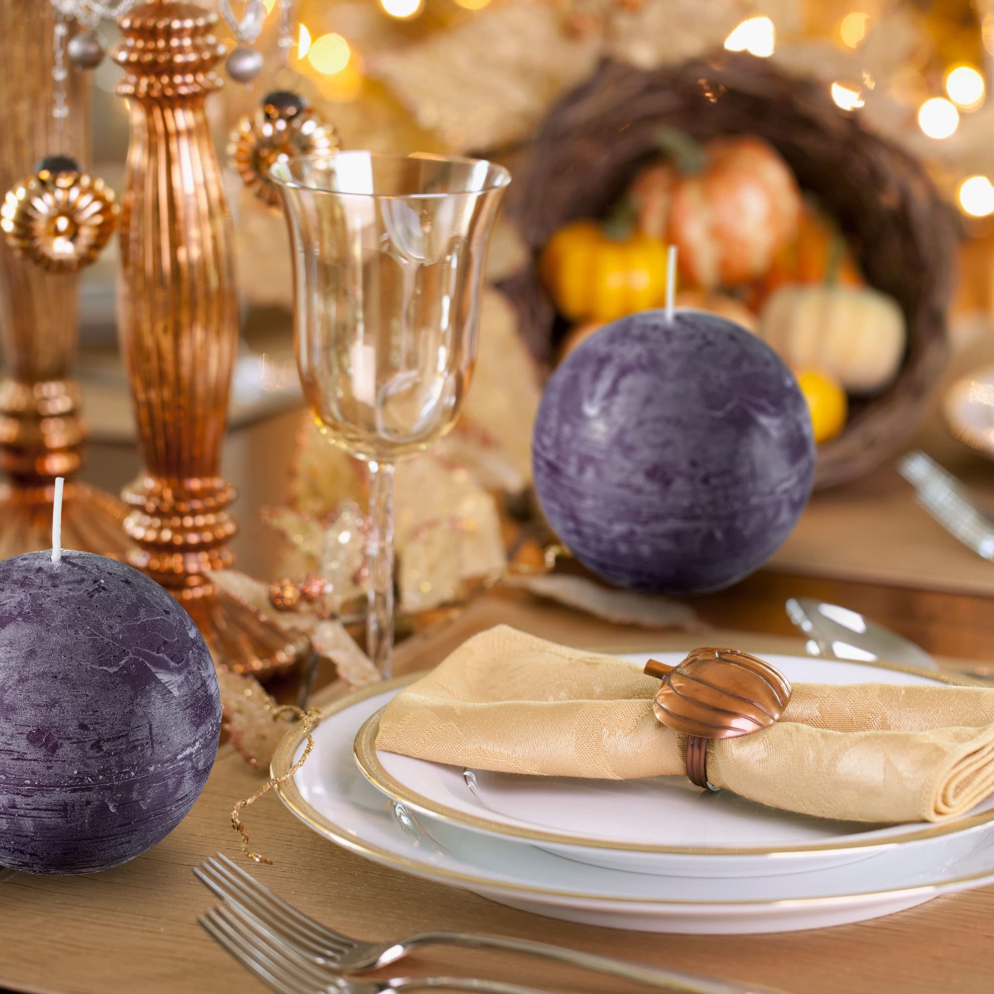SPAAS Candele rotonde non profumate viola – 3 pollici rustiche a sfera per decorazione di nozze, celebrazioni, candele di festa e decorazione domestica – Set di 6 candele a sfera di paraffina