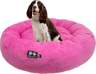 Bessie and Barnie Snuggle Dog Bed - Extra Plush Fabric Dog Bean Bag Bed - Reversible Circle Dog Bed - Machine Washable Donut Dog Bed - Calming Dog Bed - Multiple Sizes & Colors Available