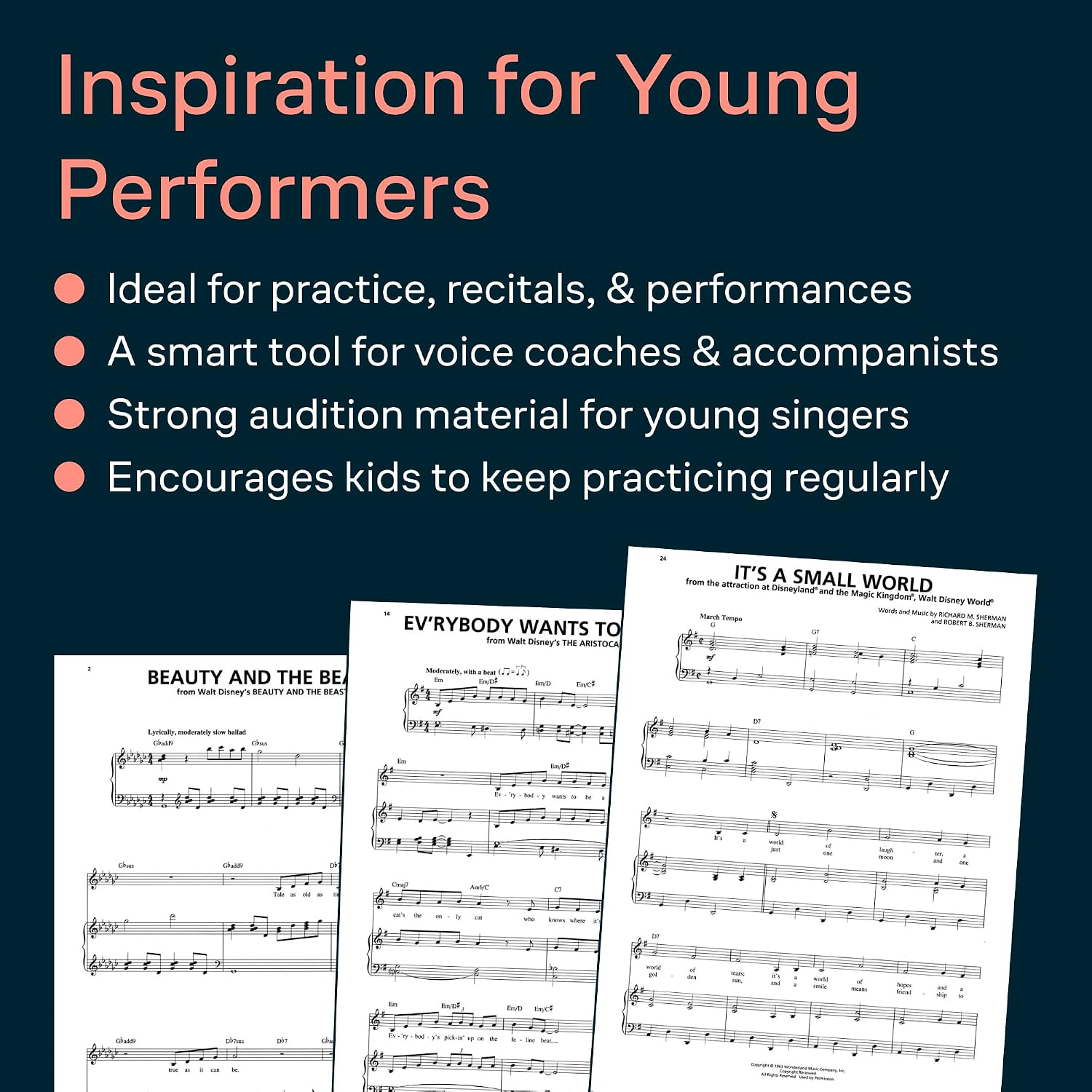 Disney Solos for Kids (Vocal Collection) with Online Audio | Beginner Piano Sheet Music | Easy Children Solo Songbook for Lessons | 10 Classics for Recitals Auditions and Home Practice