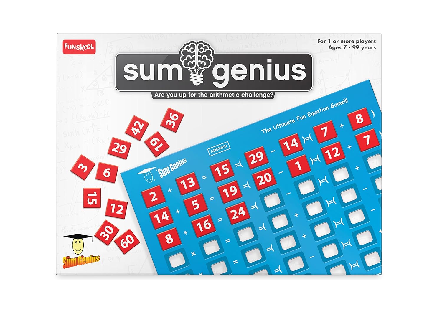 Funskool Games – Sum Genius, Educational Game for Children, Maths, The Ultimate Fun Equation Game, Kids and Family, 1+ Player, 7 & Above,Multicolor