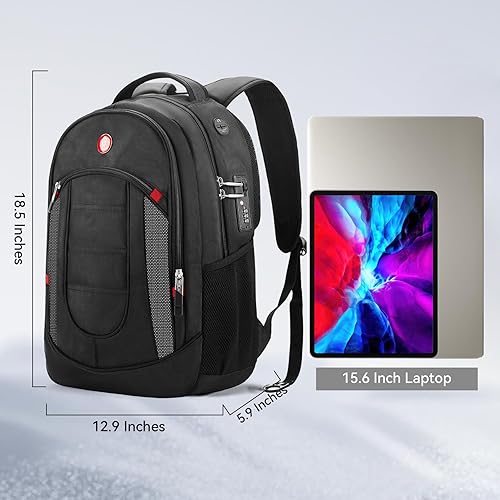 Miniatura 7 de Omnpak Mochila para laptop de 15.6 pulgadas para mujer con compartimento para laptop, bolsa impermeable para computadora para hombre, puerto de