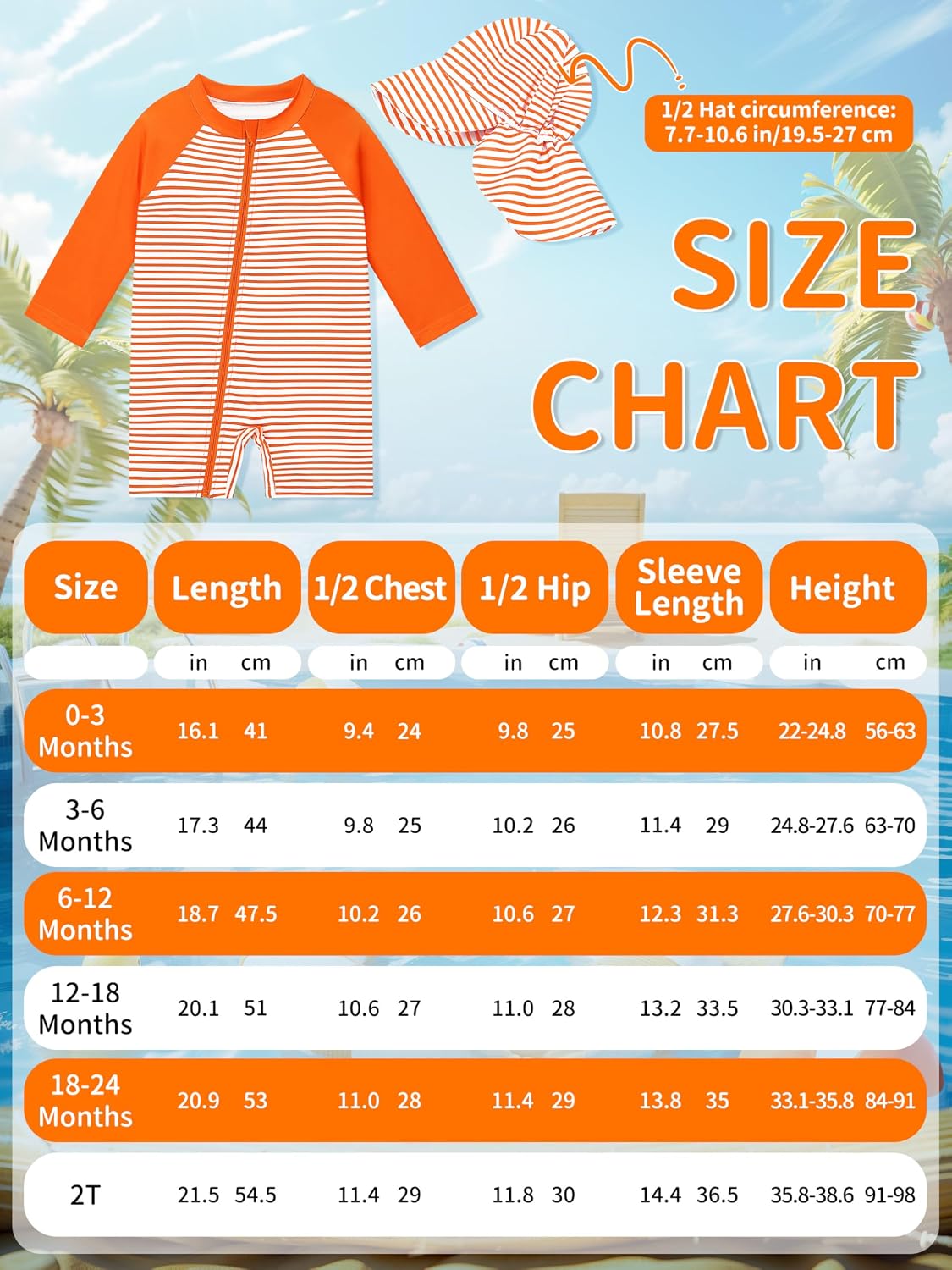 UPF 50+ Baby Toddler Boy One Piece Swimsuit with Sun Hat Long Sleeve Zipper Rashguard Bathing Suit for Infant image 2