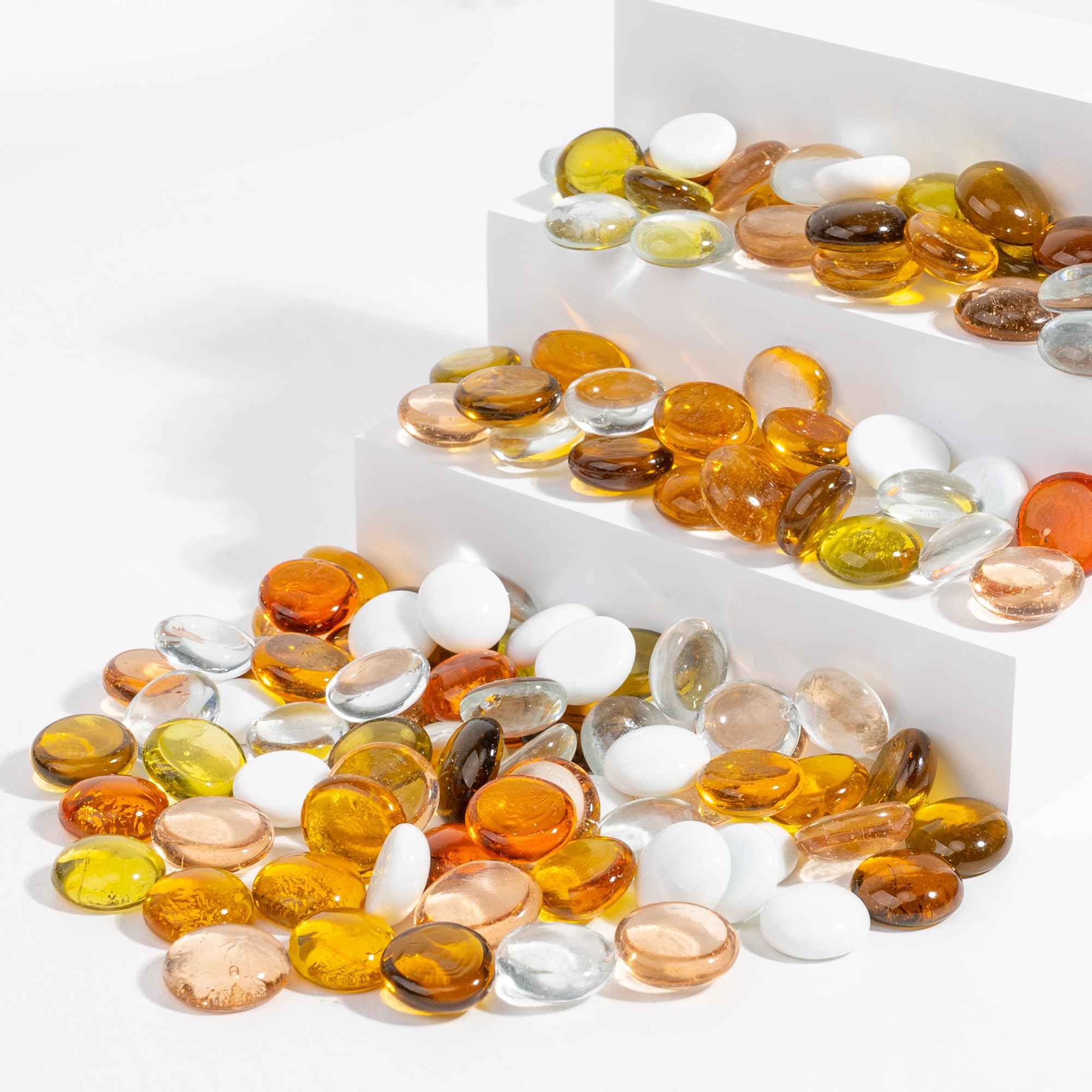 1LB Flat Glass Marbles Stones Flat Bottom Marble Beads 17-19mm Smooth Stone Pebbles for Home Decoration Fire Pit Landscaping Glass Gemstone for Fish Tanks Flower Pots DIY Crafts (6Colors MixA)