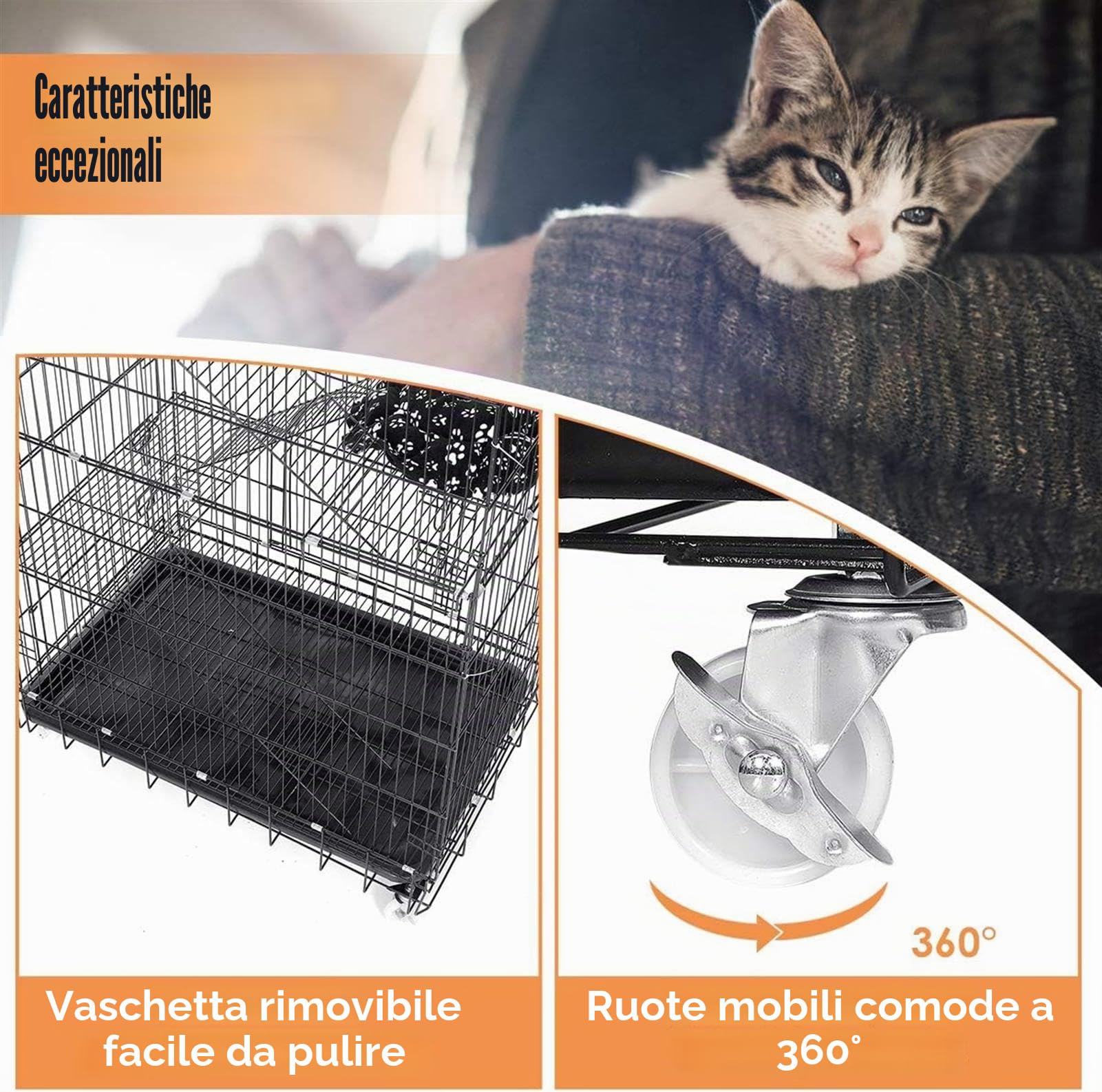 Gabbia per gatti in metallo con 4 ripiani, amaca e lettino per animali domestici, per interni ed esterni, recinzione per piccoli animali con 3 porte, per gatti e gattini