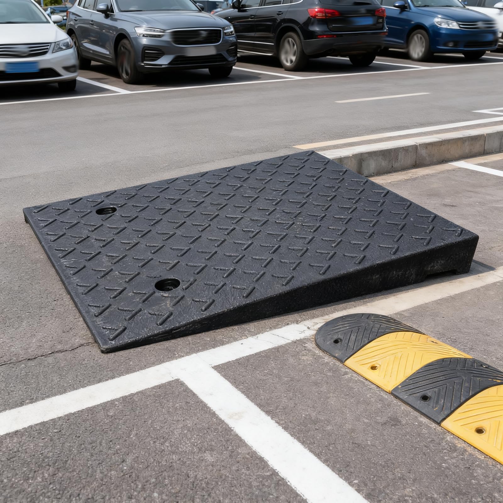 Rampa De Umbral De Puerta,Rampa Escalon,PortáTil Rampa De Acceso para Coche,Rampa De Acera para Sillas De Ruedas,Antideslizante,FáCil De Instalar,para Puertas,Escalones,Coche