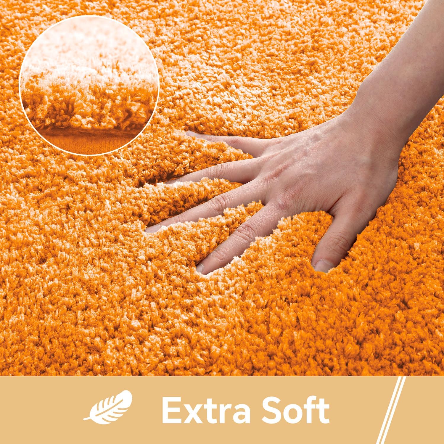 Orange Bathroom Rugs 36"x60" - Extra Large Microfiber Bath Mat, Non Slip Absorbent and Washable Bathroom Rug, Plush Fluffy Floor Mat - Ideal for Spacious Bathrooms or Bedrooms