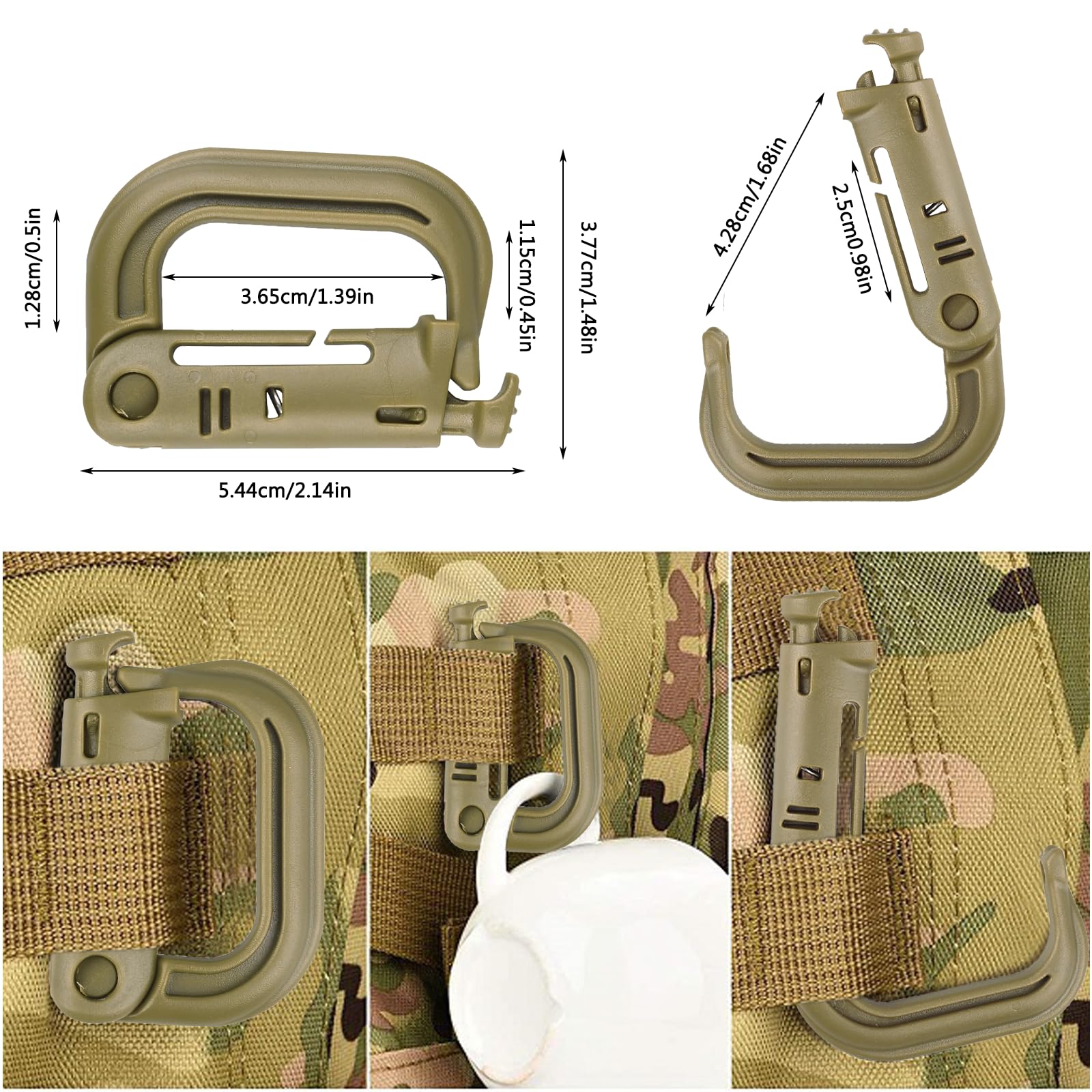 Moschettoni Tattici In Plastica - 10 Pezzi, D-Ring, Per Escursionismo E Outdoor - Foto 7