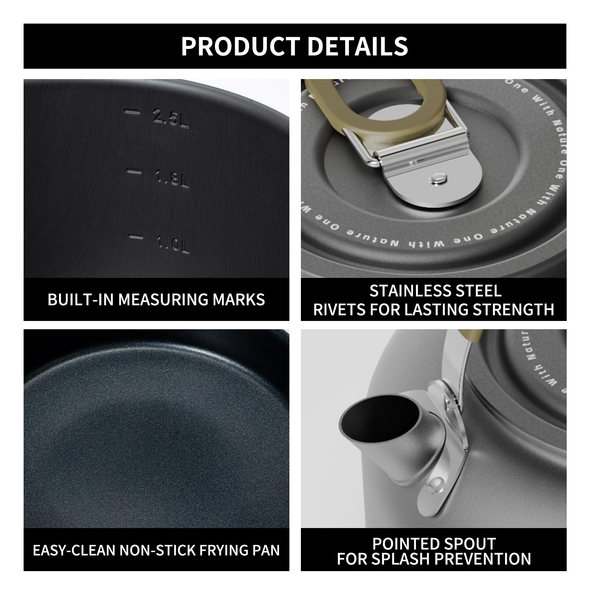 KICHOUSE Camping Kochset – 2-teiliges Kochgeschirr Aus Aluminium Mit Faltbaren Griffen