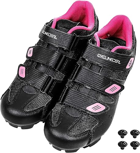 Miniatura 5 de CyclingDeal Mountain Bicycle Bike Women's MTB Cycling Shoes Black Compatible with Shimano SPD and CrankBrothers Cleats