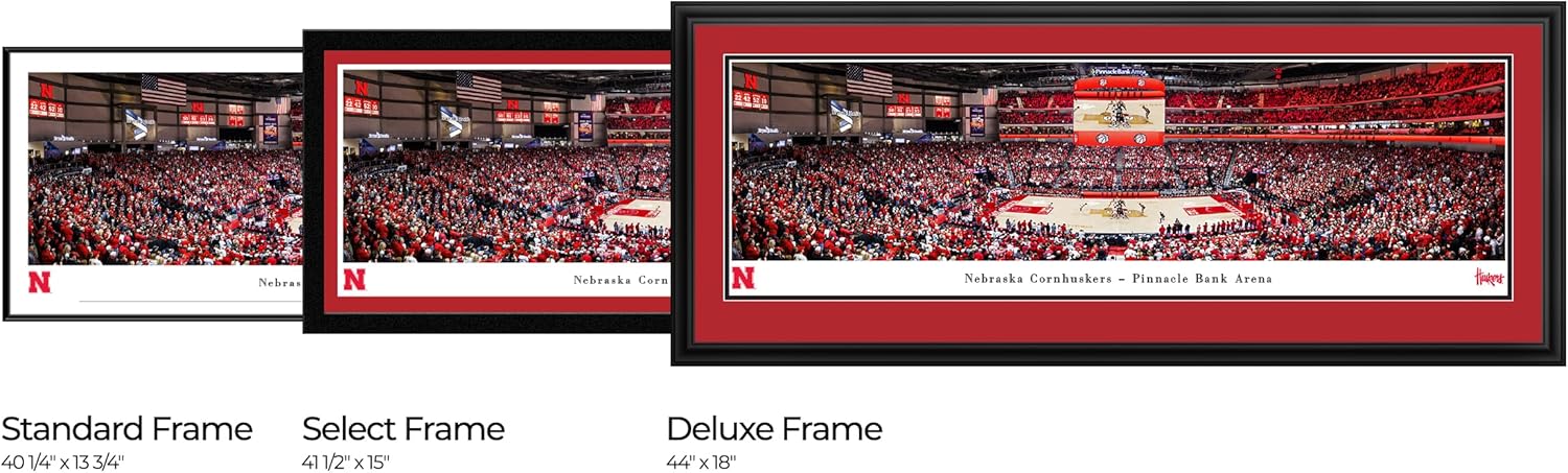 Nebraska Cornhuskers Basketball - Double Mat, Deluxe Framed Print by Blakeway Panoramas