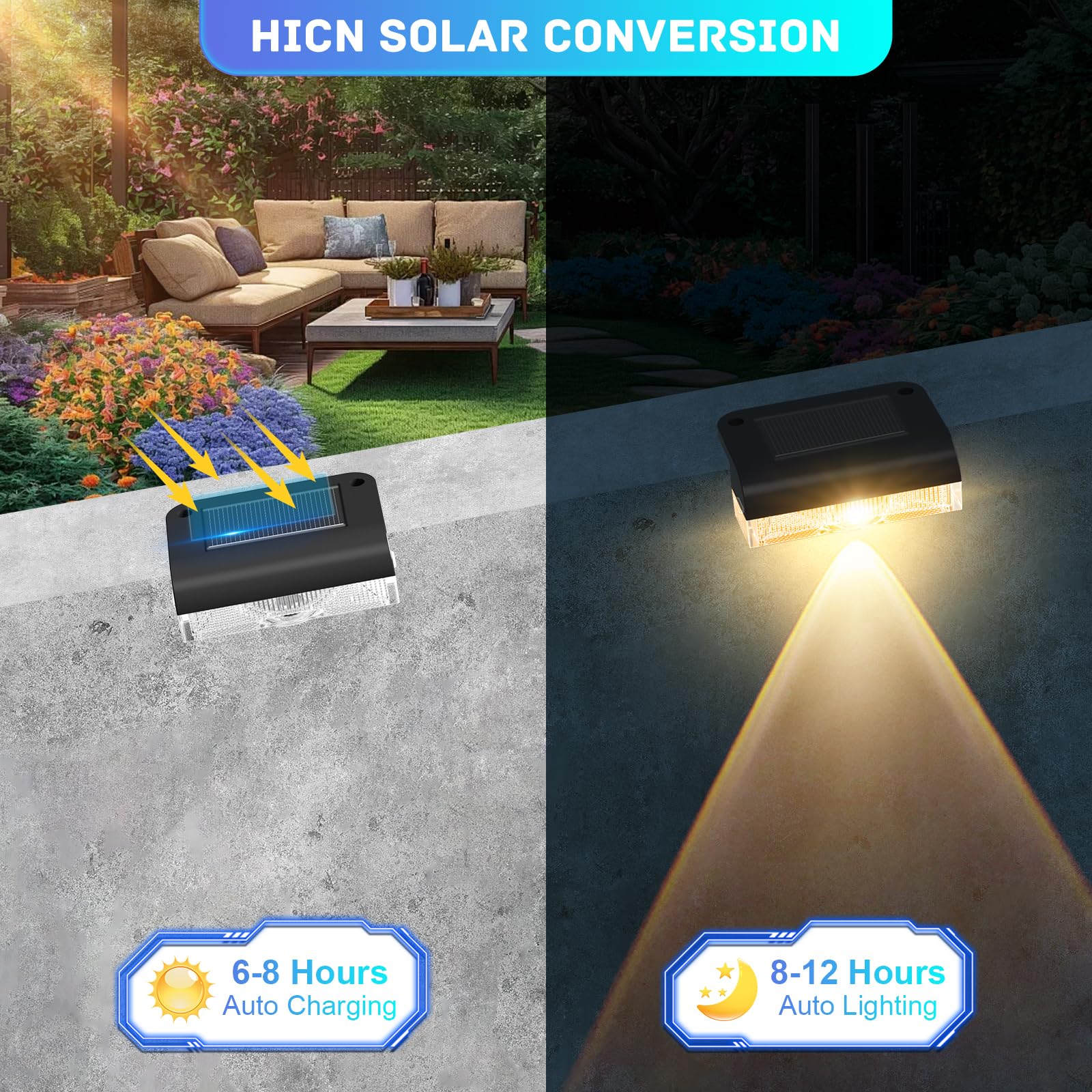 A.bigwhale Solar Zaunleuchten 8 Stück – LED Außenwandleuchte, Wasserdicht, Mit Konvexer Linse, 8–10 Std. Leuchtdauer, Automatisches Ein/Aus – Für Zaun, Treppe, Terrasse & Mehr
