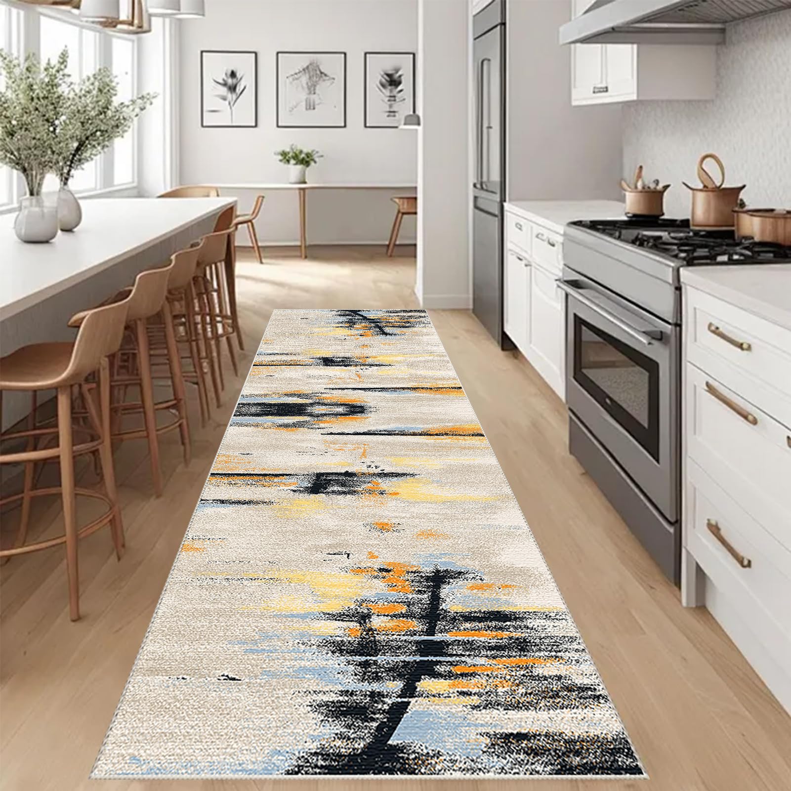 Antypoślizgowy chodnik kuchenny, dywanik do długiego korytarza, 120 x 250 cm nowoczesny dywan wejściowy do domu, zmywalny chodnik, dywanik do przedpokoju, kuchni pralni