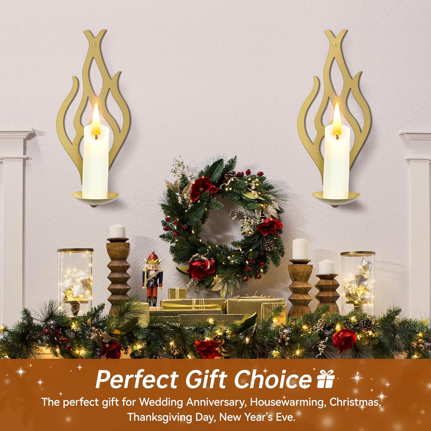 Modern Minimalist Flame-Shaped and Flower-Shaped Metal Wall Candle Holders