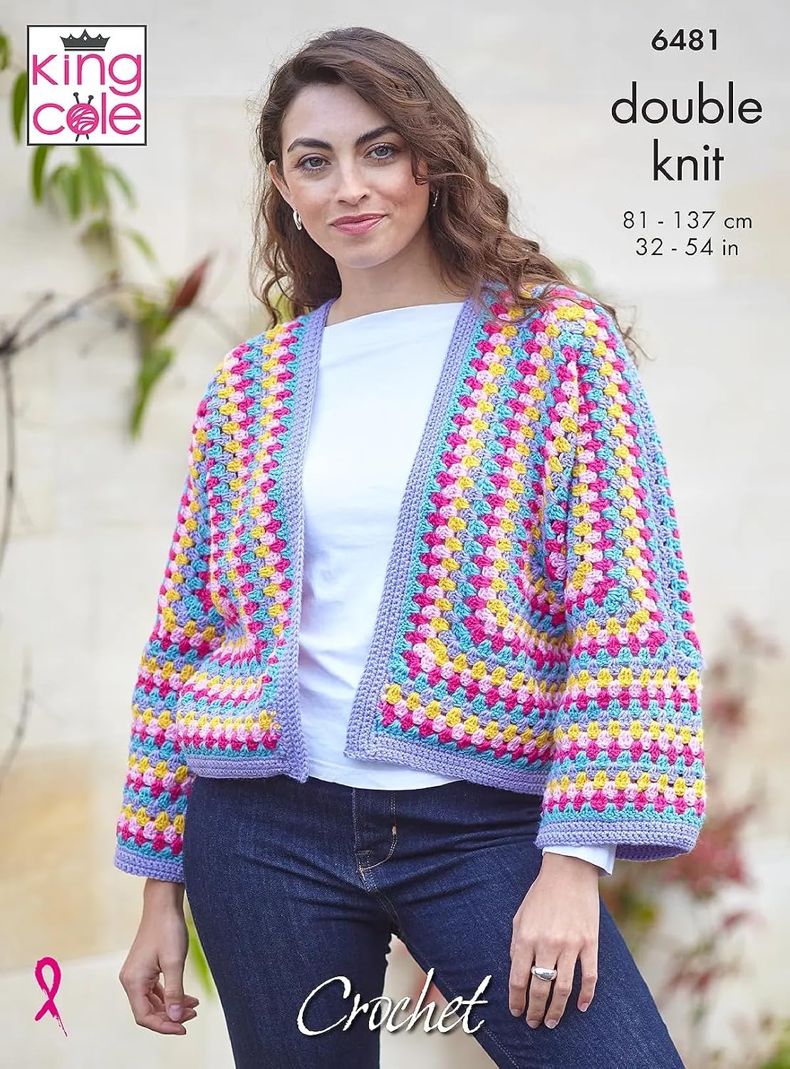 King Cole DK Crochet Pattern Pamphlet - 6481 Ladies Hexagon Cardigans (32-54 ins)