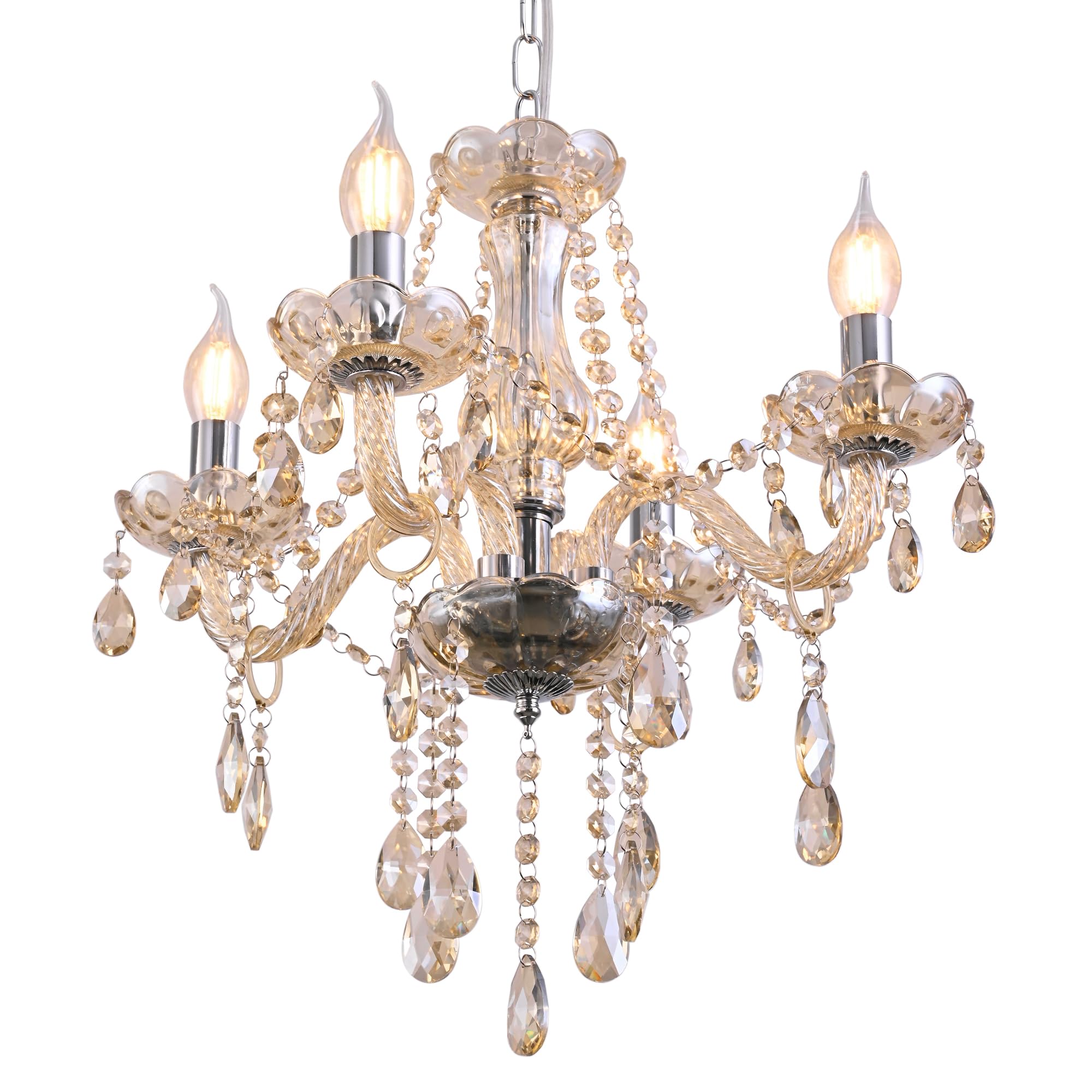 Photo 1 of YYSHCHEN Cognac Small Crystal Chandelier,Vintage Mini Glass Chandelier for Dining Room,Living Room,Bedroom,Enrtryway