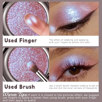Noerrors Chameleon Single Glitter Eyeshadow Palette,Shimmer Multichrome Eye Shadow,Holographic Pearl Eye Brightener, Intense Color Sparkle Face Highlighter Shine Makeup for Rave,Rose Gold Blue Purple